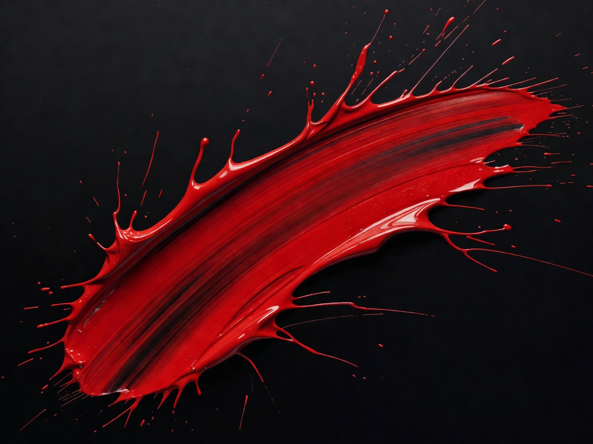 A vibrant cinematic red paint stroke dynamic abstract art piece